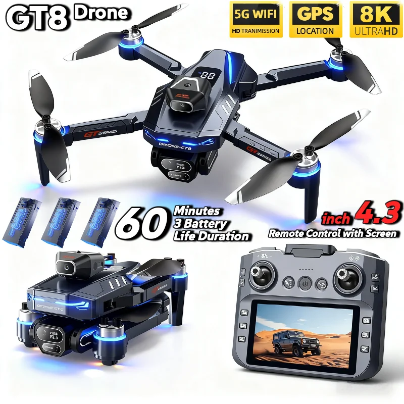 핫 세일 LSRC GT8 드론 4K 프로페셔널 듀얼 카 - Drone Gt8 Rc 리뷰 및 가격